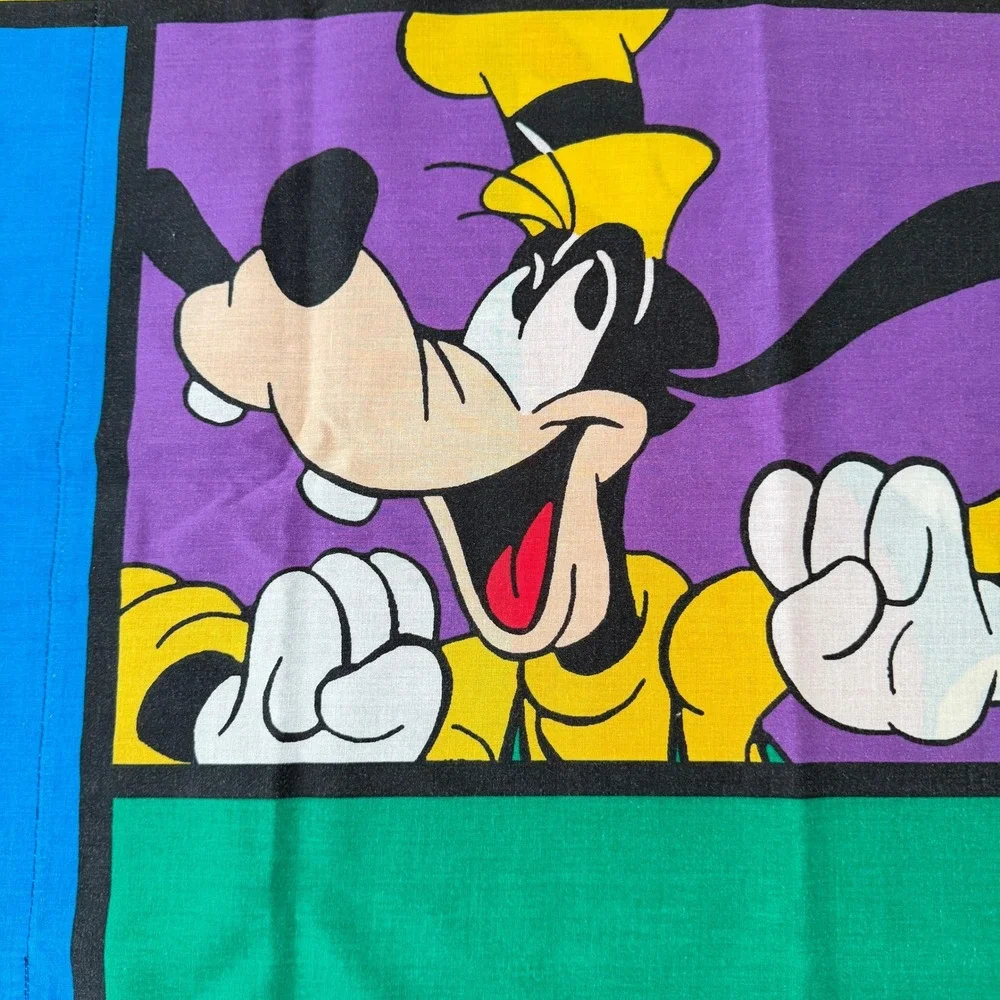 Vintage Disney Mickey Mouse Goofy Pillowcase Set 90s Colorblock Pop Art USA Made